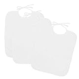Baberos guardería grandes 38×31 cm – Pack 3 de rizo algodón suave y absorbente, cierre con cintas, lavables y aptos secadora – Recomendados para escuela infantil y bebés 12+ meses, Color Blanco