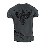 GYMTIER Spartan - Camiseta de gimnasio para hombre, para culturismo y levantamiento de pesas, gris, S
