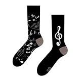 Dedoles Calcetines Unisex Hombre Mujer y Niños Algodón muchos diseños divertidos diferente izquierda derecha, color: Negro, diseño: Música, tamaño: 39-42