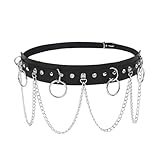 ZBHDEYG 1 cinturón de cadena punk, cinturón negro, cinturón hip-hop, cinturón gótico, cinturón de cadena oscuro, cinturón de mujer, adecuado para citas, fiestas de baile, juegos de rol (97 x 4,5 cm).,