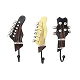 KUNGYO Juego de 3 Ganchos Ddecorativos Guitarra Forma Vintage Perchero de pared para colgar sombrero,abrigos,Teclas,bolsa,silenciador (A-Guitar Hooks)