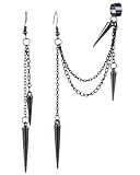 JUKOTA 1 par Ligero Único Negro Punk Long Tassel Chain Ear Cuff Pendientes 316L Acero inoxidable Vintage Bucket Studs Climber Pendientes