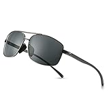 SUNGAIT Gafas de sol Hombre Polarizadas Clásico Retro metal Marco Gunmetal/gris 2458