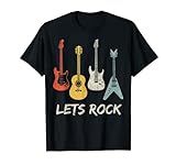 Lets Rock n Roll Guitarra Retro Regalo Hombres Mujeres Camisa Camiseta