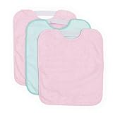 Ti TIN Pack 3 Baberos Impermeables para Bebé con Goma – Rizo de Algodón y Poliéster 320 g/m² – Color Rosa – Forro Vinilo Suaves y Absorbentes – 31x38 cm – Aptos para Secadora Ideales Guardería