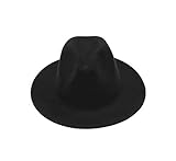 UPSTORE Sombrero Fedora de ala ancha para mujer, color negro, Negro
