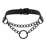 EIHI Gargantilla Mujer, Círculo Gótico Rock Gargantilla Collar Gargantilla Cadena Cuero PU Mujer Hombre Punk Fiesta de Halloween, 1 Pieza