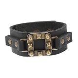 Homoyoyo Pulsera De Cuero Gótico Ancha Con Remaches y Trenzado - Muñequera Punk Para Hombre - Joyería De Único y Original