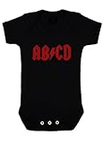 Baby Moo's AB/CD Rock N Roll Baby Grow para niños o niñas | Body de metal inspirado en la banda de rock genial – Regalo único para bebés o padres Reino Unido, Negro, 0-3 Months