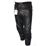 Pantalones de motocicleta de cuero suave premium para hombre Bikers Gear Australia, LT1004, negro, EU (42M), UK (32L)
