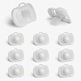 Herobility Gentle Pacifiers – Glow in the dark – Protective case – BPA-free – Large air vents – 6 – 24 months – 10-pack – White/Night Glow