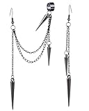 ZAMXHUG Pendientes Hombre Negro - 1 par Pendientes Hippies Goticos Punk Pendientes Rock Largos Cadena Pendient Hombre Negro,Pendientes Punk de Cadena, Pendientes Hippie Steampunk
