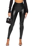 Navneet Leggins Cuero Leggings Mujer Push Up Cintura Alta Pantalones Elasticos Leggins Termicos Invierno Disfraz Halloween, B1 Negro Mate, M