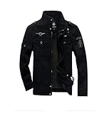 MERCIYD Chaqueta de entretiempo militar para hombre cuello alto chaqueta de aviador chaqueta de algodón, chaqueta bomber con múltiples bolsillos chaquetamilitar