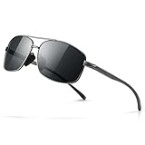 SUNGAIT Gafas de sol Hombre Polarizadas Clásico Retro metal Marco Gunmetal/gris 2458
