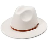 DRESHOW Sombrero de ala ancha Fedora para mujer Hebilla de cinturón Retro Panamá Floppy Hat