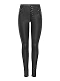 Only ONLROYAL HW Coated Button Pant PNT RP Pantalón, Black, L/32 para Mujer