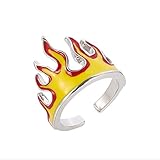 Dishowme Anillo de llama de fuego, anillo Punk para nudillos, anillo creativo de Hip Hop para dedo, joyería ajustable para mujeres, hombres, niñas y niños (Amarillo)