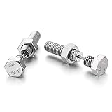 COOLSTEELANDBEYOND 7.8MM Hexágono Tornillo Pendientes de Hombre Mujer, Acero Enchufe Falso Fake Cheater Plugs Gauges
