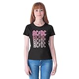 AC/DC Woacdcrts032 Camiseta, Negro, M para Mujer