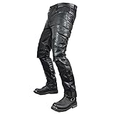 Donggu Pantalones de Moto Hombre Pantalones Impermeable a Prueba de Viento para Mujer Pantalones de Cuero PU, Black, M