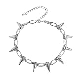 Fc'Noqgn Collar Hip Hop, Personalidad Exagerada Punk Remache Collar, Collar Bala Collar Cadena, Collar Señoras Collar, Collar Punk Rock (Plata)