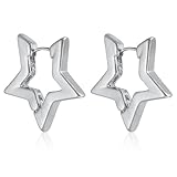 pendientes de aro, pendientes de aro estrella, plata, bisutería femenina pequeña, pendientes pequeños, regalos mujer, novia, mamá, niña