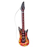 Widmann 04815 - Guitarra hinchable de estrella de rock con llamas, aprox. 105 cm de largo, para carnaval y fiestas temáticas