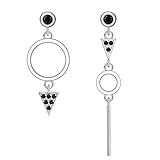 J.MUEN Plata de Ley 925 para Mujer Pendientes Geométricos Triangulares Negro Pendientes,Caja de Regalo Empaquetada