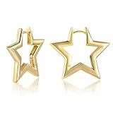 ALEXCRAFT Pendientes de Aro con Estrella de Oro para Mujer