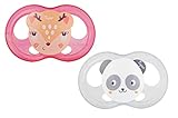 Tigex Soft Touch Friends chupetes | 18-36 meses | Chupetes de Silicona con Ventilación Extra | Ciervo y Panda | 2 unidades