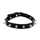 1pc Punk Collar Choker Vintage Punk Goth Studded Rivet PU Collar de gargantilla de cuero Ajustable para mujeres y hombres negros
