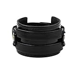 keland Vikingo Pulsera de Cuero Muñequera Brazalete para Mujeres Hombres (A-Negro)