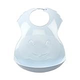 Thermobaby - Babero semirrígido con recuperador, fabricado en Francia, diseño de flores azules