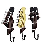 KUNGYO Juego de 3 Ganchos Ddecorativos Guitarra Forma Vintage Perchero de pared para colgar sombrero,abrigos,Teclas,bolsa,silenciador (A-Guitar Hooks)