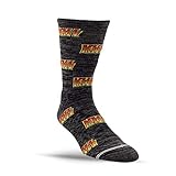 PERRI'S SOCKS- KISS® All Over Logo Crew Socks, Officially Licensed Rock Band Flat Socks, Cushioned Novelty Socks for Men and Women - Grey, Large KSA301-036-L
