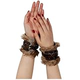 keland 1 Par Vikingo de Pelo Sintético Brazales de Cuero Pulsera Medieval Muñequeras para Mujeres Hombres (C-Marrón)