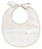 FILET Am715t - Babero Confeccionado en Suave Tejido Efecto Lunares 3D con Bolsillo de Tela Aida para Bordar, Lazo de Satén, Cierre con Cordones,para Bebés, 100% Made in Italy, Color Beige, Talla única