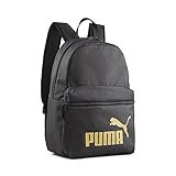 PUMA Phase Backpack Mochila, Unisex niños, Logotipo Negro y Dorado, Talla única