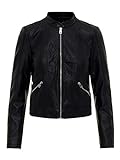 Vero Moda Vmkhloe Favo Faux Leather Jacket Noos Chaqueta, Negro (Black), 36 (Talla del Fabricante: X-Small) para Mujer