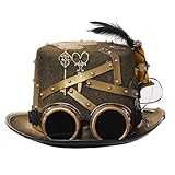GRACEART - Sombrero alto de estilo Steampunk vintage con engranajes y remaches (estilo01, L)