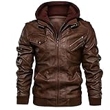 BFSGBFNTMD Chaqueta De Cuero Chaqueta De PU con Cremallera Delgada para Hombre Chaqueta De Cuero De OtoñO para Hombre Chaqueta Negra
