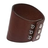 Pulsera de cuero curtido con aceite de 3 pulgadas de ancho - marrón - talla única