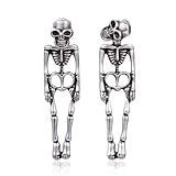 VYIBPDY Pendientes Guitarra Eléctrica Hombres Serie Oro Sin Restos Colgante Calavera Pendientes Rock Hombres Plata Estilo Hiphop Cool