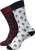 Urban Classics Skull Allover 2-Pack Calcetines, Burgundy/White, 39-42 Unisex Adulto