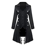 Feynman Abrigo de mujer steampunk frack gótico con encaje, fraun barroco victoriano trío vintage medieval chaqueta uniforme negro M, Negro, M