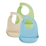 Baberos Silicona Bebé Impermeables Flexible Suave de 6 Meses a 6 Años 1 año 2 años Grande Ajustable para Niño Unisex