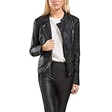 ONLY Leather Look Jacket Chaqueta, Black, 38 EU para Mujer