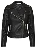 NAME IT Nmrebel L/s PU Jacket-Noos Chaqueta, Negro (Black), 42 (Talla del Fabricante: X-Large) para Mujer