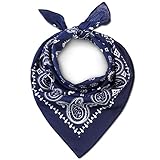 LOVARZI Bandana hombre - Pañuelo cabeza paisley azul marino - Scarf men de algodón para moda y deportes - Pañuelo motero versátil